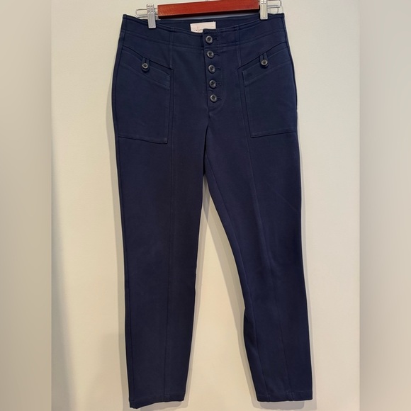 Anthropologie Bryson Tapered Button Fly Ankle Trouser Pants Navy Size 4 - Picture 2 of 9